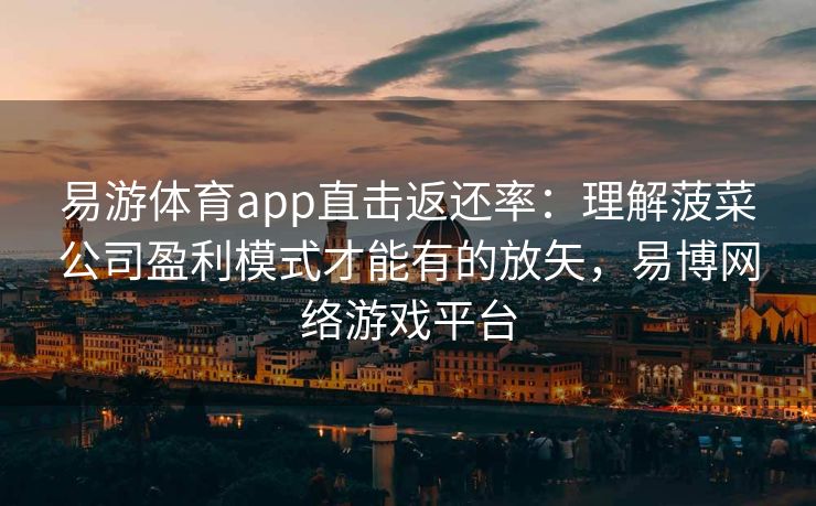 易游体育app直击返还率：理解菠菜公司盈利模式才能有的放矢，易博网络游戏平台