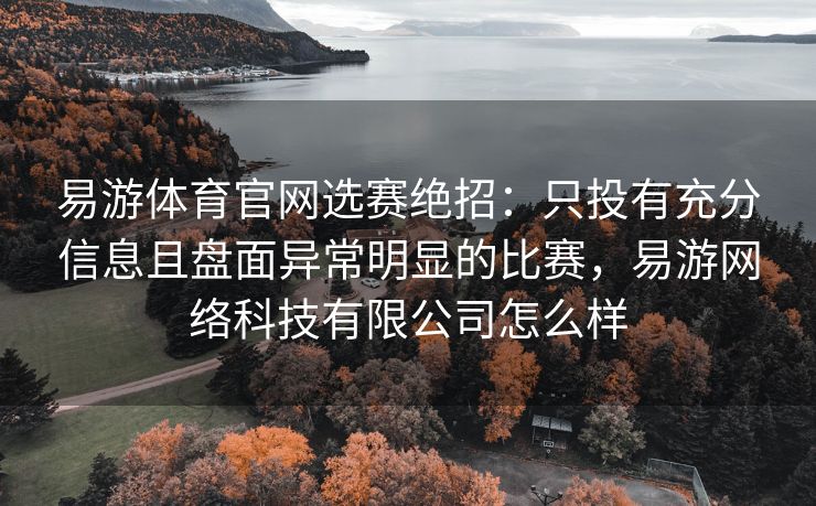 易游体育官网选赛绝招：只投有充分信息且盘面异常明显的比赛，易游网络科技有限公司怎么样